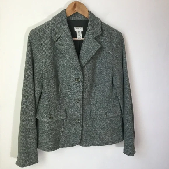 LL Bean Wool Herringbone Blazer - Picture 5 of 6